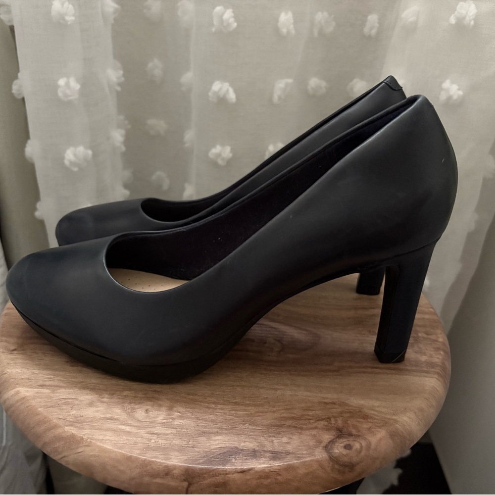 Clarks Classic Navy Blue Heels